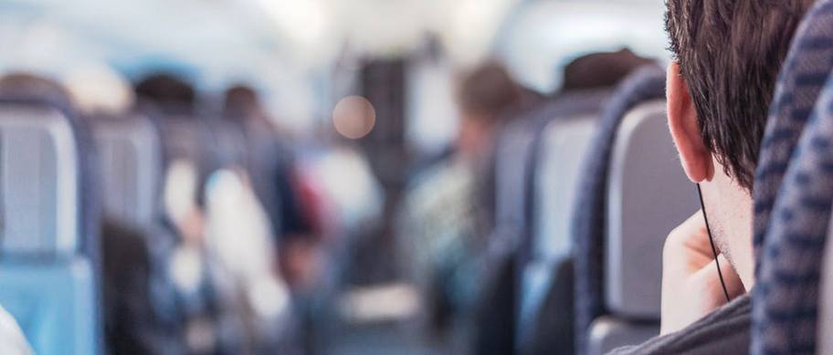 Im Flugzeug Richtung USA